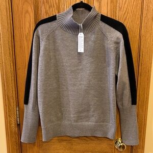Stylish Gray and Black Women's Turtleneck Sweater